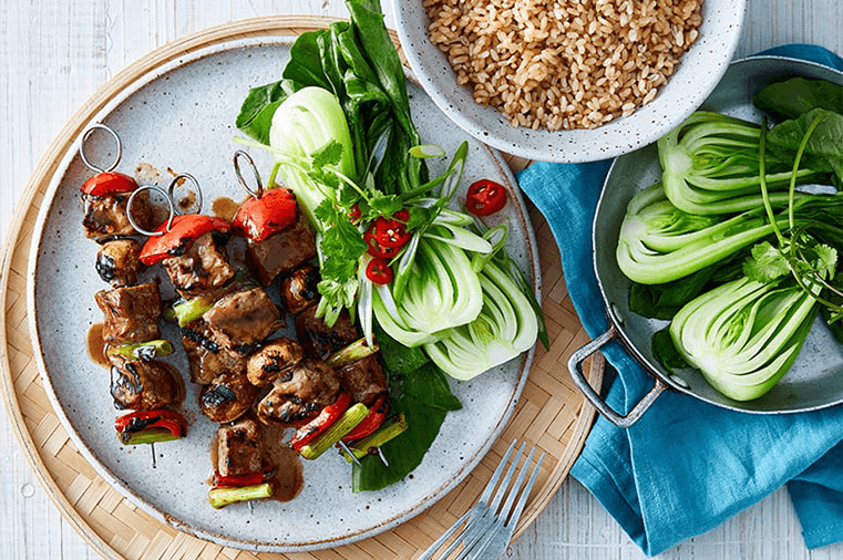 Beef, Mushroom & Oyster Sauce Kebabs